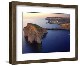 Malta, Gozo, Dwejra; 'Fungus Rock' Named So, Because of the Plant Growing on It-Ken Sciclina-Framed Photographic Print