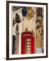 Malta, Gozo Island, Gharb, Village Square with Police Station and British Telephone Box-Walter Bibikow-Framed Photographic Print