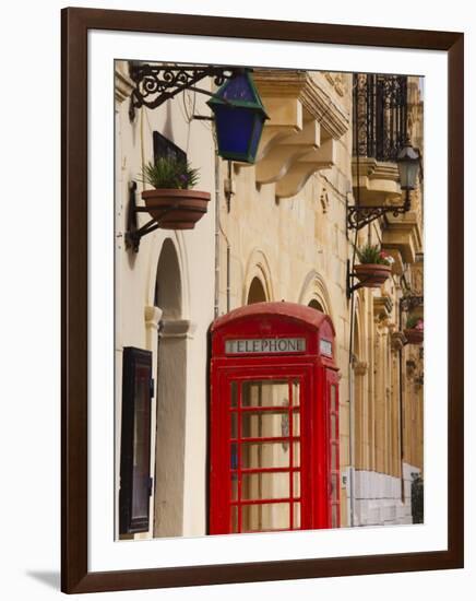 Malta, Gozo Island, Gharb, Village Square with Police Station and British Telephone Box-Walter Bibikow-Framed Photographic Print