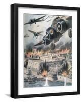 Malta: Italian Bombers Attack the Island-null-Framed Art Print