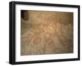 Malta, Paola, Hal Saflieni Hypogeum, Oracle Room, Detail of Volute Red Decorations and Solar Disks-null-Framed Giclee Print