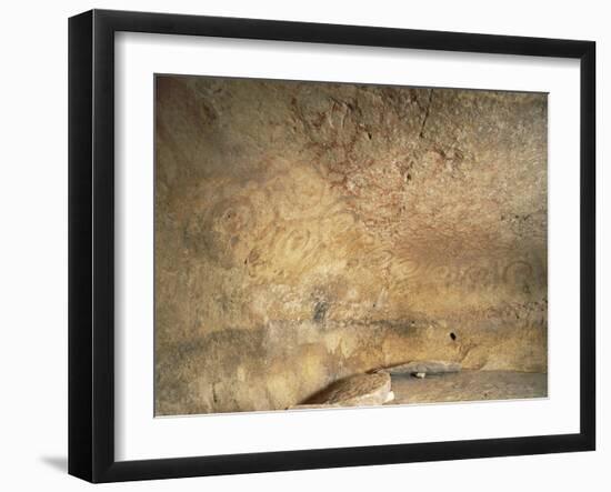 Malta, Paola, Hal Saflieni Hypogeum, Oracle Room with Volute Red Decorations-null-Framed Giclee Print