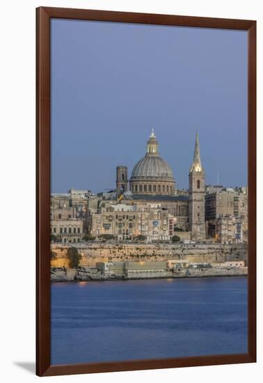 Malta, Valletta, historic skyline at Dusk-Rob Tilley-Framed Photographic Print