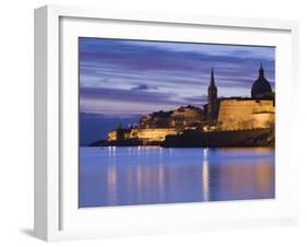 Malta, Valletta, Marsamxett Harbor and City Walls-Walter Bibikow-Framed Photographic Print