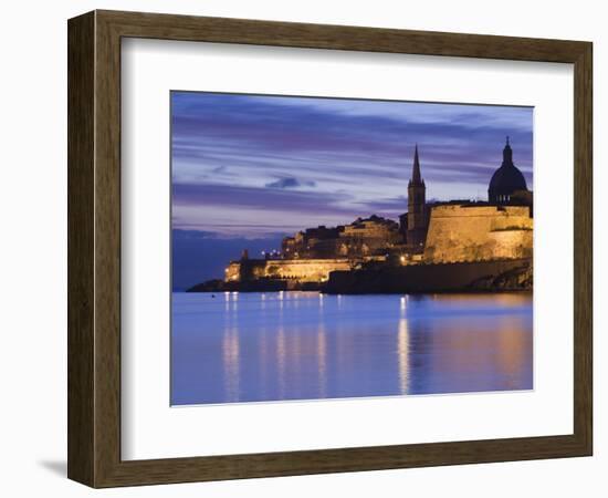 Malta, Valletta, Marsamxett Harbor and City Walls-Walter Bibikow-Framed Photographic Print