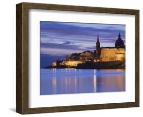 Malta, Valletta, Marsamxett Harbor and City Walls-Walter Bibikow-Framed Photographic Print