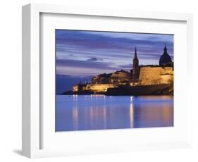 Malta, Valletta, Marsamxett Harbor and City Walls-Walter Bibikow-Framed Photographic Print