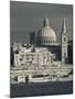 Malta, Valletta, Skyline with St; Paul's Anglican Cathedral and Carmelite Church from Sliema-Walter Bibikow-Mounted Photographic Print