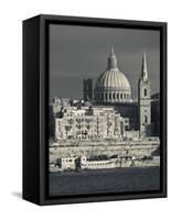 Malta, Valletta, Skyline with St; Paul's Anglican Cathedral and Carmelite Church from Sliema-Walter Bibikow-Framed Stretched Canvas