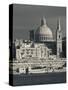 Malta, Valletta, Skyline with St; Paul's Anglican Cathedral and Carmelite Church from Sliema-Walter Bibikow-Stretched Canvas