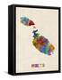 Malta Watercolor Map-Michael Tompsett-Framed Stretched Canvas
