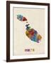 Malta Watercolor Map-Michael Tompsett-Framed Art Print