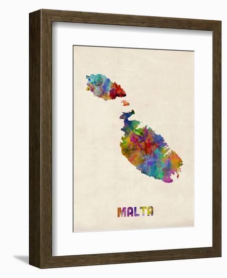 Malta Watercolor Map-Michael Tompsett-Framed Art Print