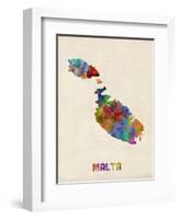 Malta Watercolor Map-Michael Tompsett-Framed Art Print