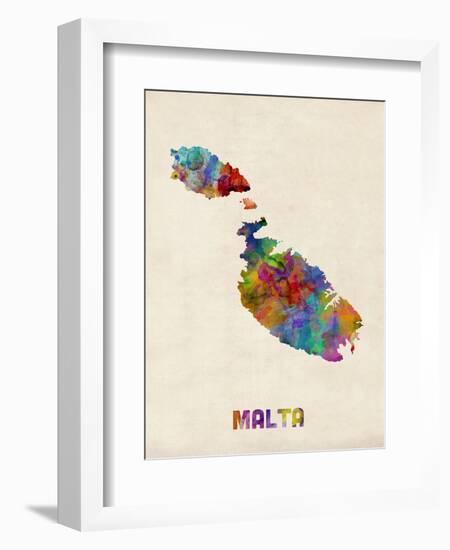 Malta Watercolor Map-Michael Tompsett-Framed Art Print