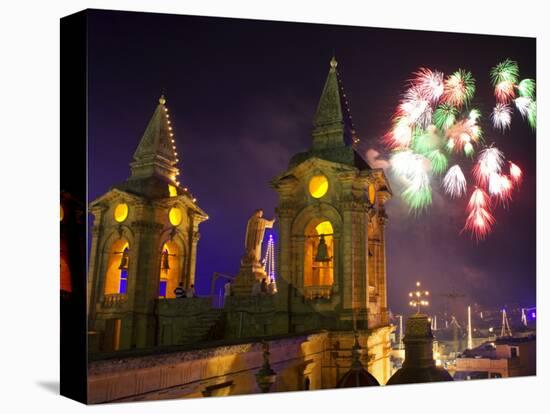 Malta, Zurrieq; During a Feast for the Patron Saint, a Firework Display-Ken Sciclina-Stretched Canvas