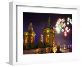 Malta, Zurrieq; During a Feast for the Patron Saint, a Firework Display-Ken Sciclina-Framed Photographic Print