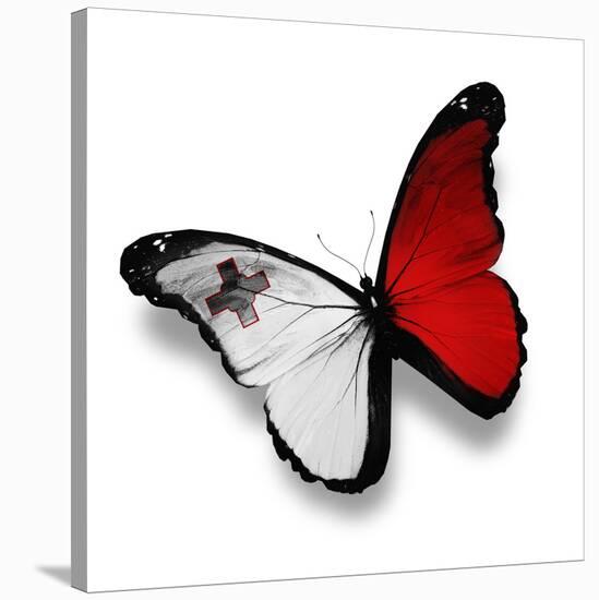 Maltese Flag Butterfly, Isolated On White-suns_luck-Stretched Canvas