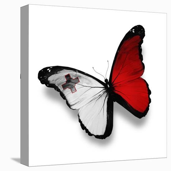 Maltese Flag Butterfly, Isolated On White-suns_luck-Stretched Canvas