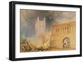 Malvern Abbey and Gate, Worcestershire, C.1830-J. M. W. Turner-Framed Giclee Print