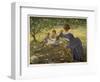 Mama Sits Reading Her Book While the Children and Dog Play at a Tea-Party on the Lawn-null-Framed Photographic Print