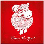 Funny Sheep on Bright Red Background 1-mamaluk-Laminated Art Print