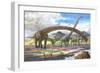 Mamenchisaurus Feeding on Brown Algae at Low Tide-null-Framed Premium Giclee Print