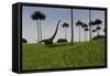 Mamenchisaurus Walking across a Grassy Field-null-Framed Stretched Canvas