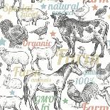 Pattern with Vintage Farm Animals-mamita-Art Print