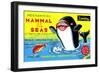 Mammal of the Seas: Whale Chasing Fish-null-Framed Premium Giclee Print