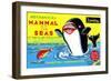 Mammal of the Seas: Whale Chasing Fish-null-Framed Art Print