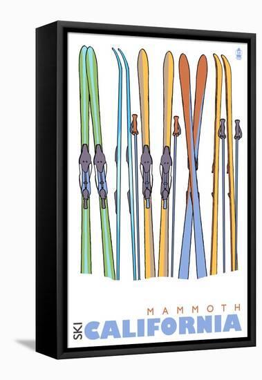 Mammoth, California, Skis in the Snow-Lantern Press-Framed Stretched Canvas