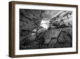 Mammoth Cave, Kentucky - Black and White-Lantern Press-Framed Art Print