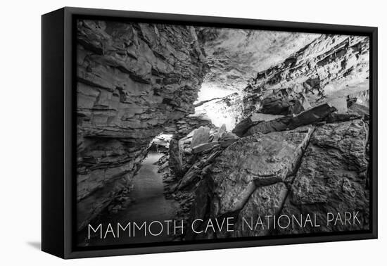 Mammoth Cave, Kentucky - Black and White-Lantern Press-Framed Stretched Canvas