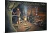 Mammoth Cave, Kentucky - Original Cave Painting-Lantern Press-Mounted Premium Giclee Print