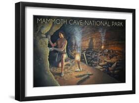 Mammoth Cave, Kentucky - Original Cave Painting-Lantern Press-Framed Art Print