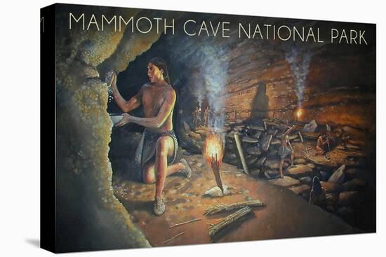 Mammoth Cave, Kentucky - Original Cave Painting-Lantern Press-Stretched Canvas