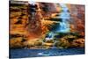 Mammoth Hot Springs Waterfall-Howard Ruby-Stretched Canvas