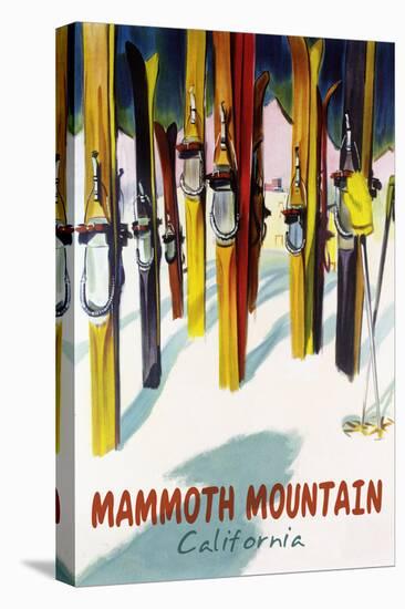 Mammoth Mountain, California - Colorful Skis-Lantern Press-Stretched Canvas