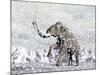 Mammoth Walking Through a Blizzard on Mountain-null-Mounted Art Print