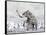 Mammoth Walking Through a Blizzard on Mountain-null-Framed Stretched Canvas