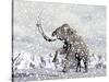 Mammoth Walking Through a Blizzard on Mountain-null-Stretched Canvas