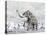 Mammoth Walking Through a Blizzard on Mountain-null-Stretched Canvas