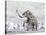 Mammoth Walking Through a Blizzard on Mountain-null-Stretched Canvas
