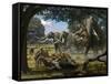 Mammoths And Sabre-tooth Cats, Artwork-Mauricio Anton-Framed Stretched Canvas