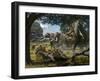 Mammoths And Sabre-tooth Cats, Artwork-Mauricio Anton-Framed Photographic Print