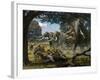 Mammoths And Sabre-tooth Cats, Artwork-Mauricio Anton-Framed Photographic Print