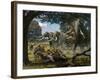 Mammoths And Sabre-tooth Cats, Artwork-Mauricio Anton-Framed Photographic Print