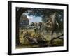 Mammoths And Sabre-tooth Cats, Artwork-Mauricio Anton-Framed Photographic Print