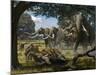 Mammoths And Sabre-tooth Cats, Artwork-Mauricio Anton-Mounted Photographic Print